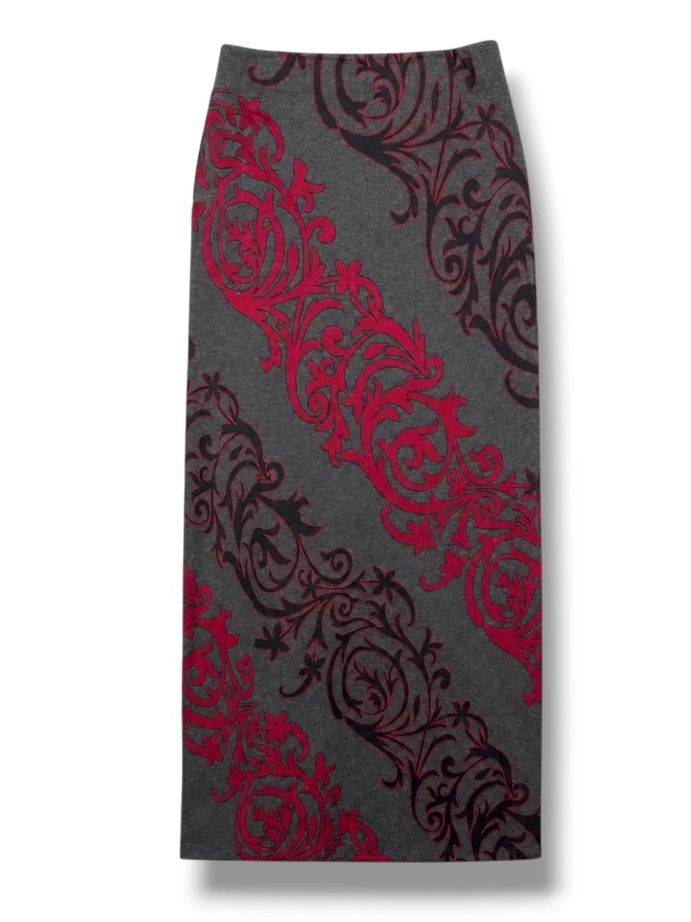 Y2K ECI New York Burgundy Paisley Maxi Skirt Small Boho Pull-On